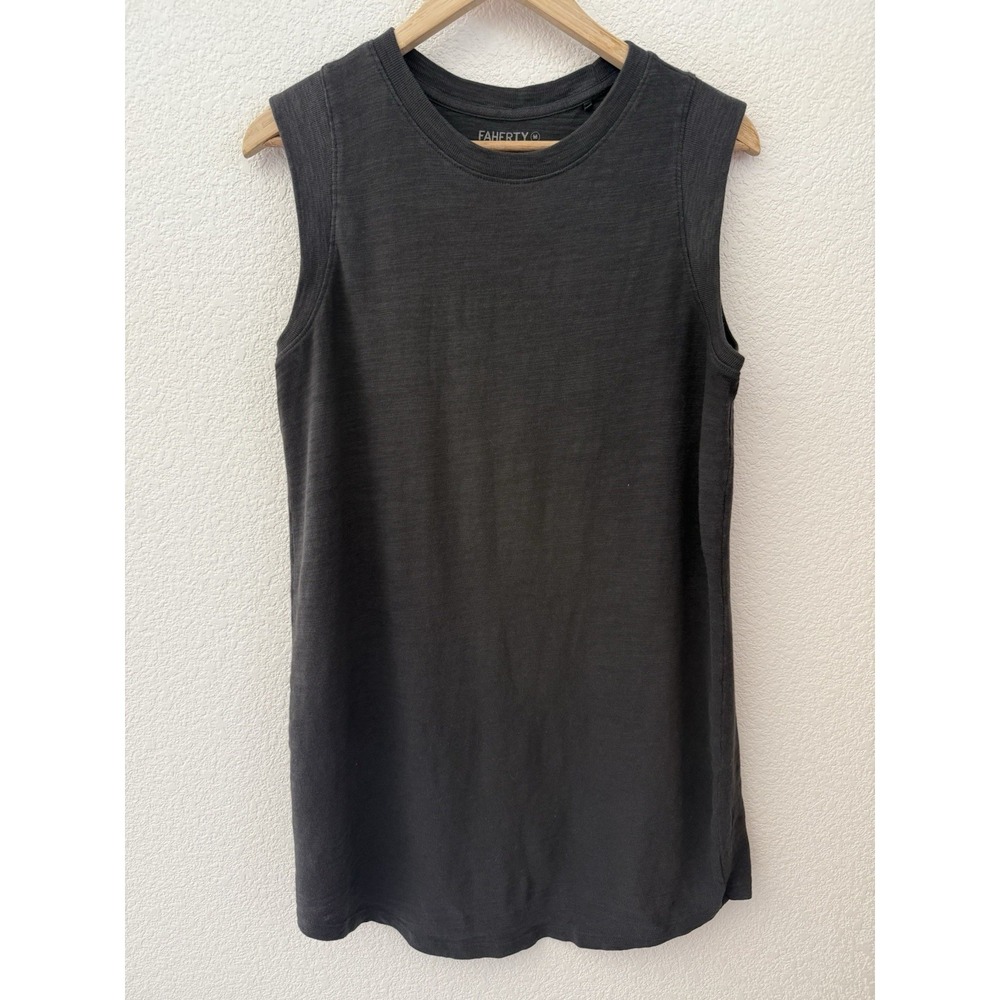 Faherty Womens Sunwashed Slub Muscle Tank Dress Medium Black Minimalist